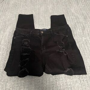 Wax Jean Black Skinny Distressed Jeans